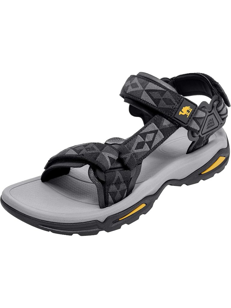 Men's Black Arch Support Open Toe Beach Comfortable Hiking Sandals Shoes